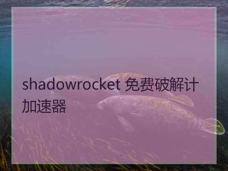 shadowrocket 免费破解计加速器